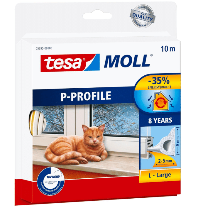 Thumbnail tesa tesamoll Classic P-Profile 10m x 9mm selbstklebende Dichtung zum Isolieren von Spalten an Fenstern und Türen für 7,37€ (statt 18€)