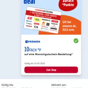 Payback Prämien: Punkte einlösen in Wunschgutschein mit 10fach Punkte