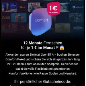 Waipu TV 1 Jahr lang für nur €1 monatlich.