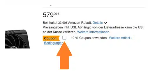 Orangener Pfeil auf 