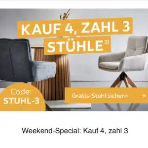 XXXLutz: Nur dieses Wochenende 4 Stühle bestellen, nur 3 Stühle bezahlen 🪑🪑🪑🆓