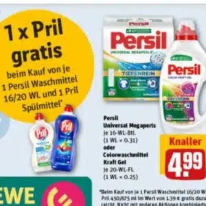 1 Persil Waschmittel 16/20WL kaufen - 1 Pril gratis dazu bei Rewe