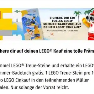 gratis LEGO Badetuch beim Kauf von LEGO Produkten (Müller)