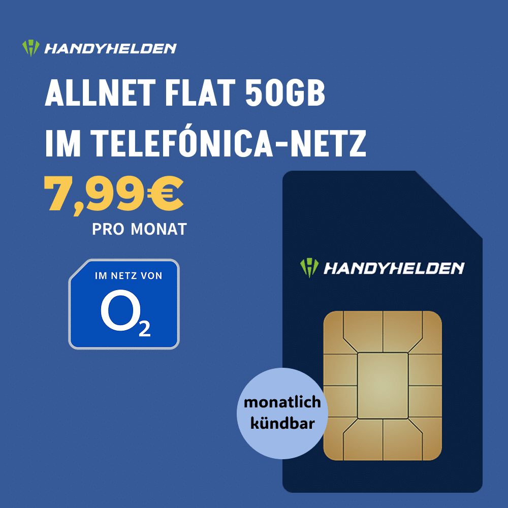 Thumbnail 50GB LTE/5G Allnet-Flat im Telefónica-Netz (1 Monat oder 24 Monate Laufzeit) für 7,99€/Monat (Handyhelden)