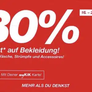 30% auf Bekleidung mit der Kik Vorteilskarte