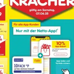 nur am 07.06.2025 10% Rabatt auf den gesamten Einkauf mit der Netto-App