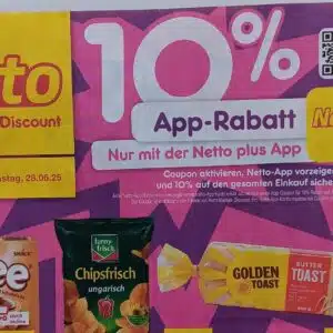 10% Rabatt auf den gesamten Einkauf in der Netto Plus App (1x wöchentlich ab 23.06.2025)