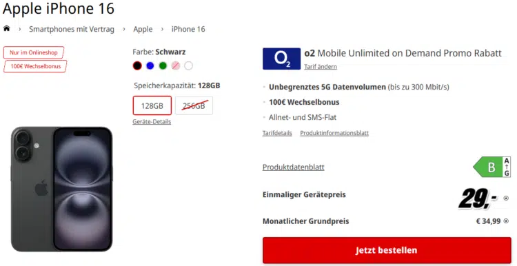 Apple iPhone 16 Handytarif