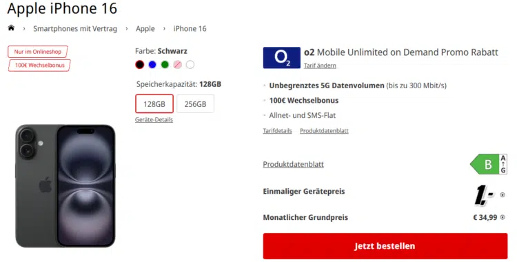 Apple iPhone 16 Handyvertrag