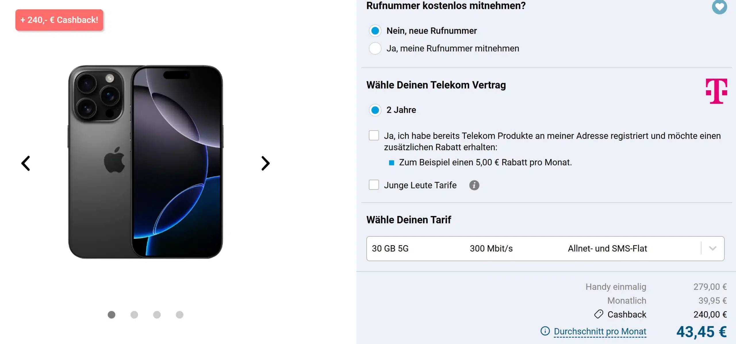 iPhone 16 Pro Tarif bei Gomibo
