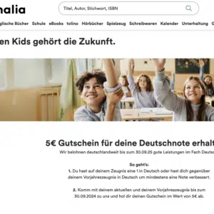 Thalia deutschlandweit - 5 Euro GS für eine Eins in Deutsch (plus Verbesserung zum Vorjahr)