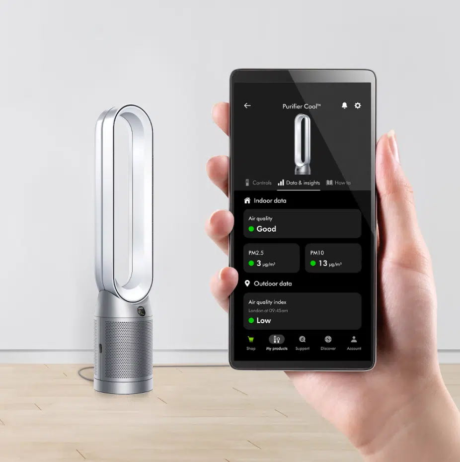 Dyson Luftreiniger & Ventilator TP11 und die MyDyson App.