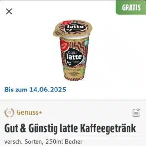 Latte Kaffeegetränk ab 15 € MEW gratis mit der Edeka-App (Edeka Südbayern)