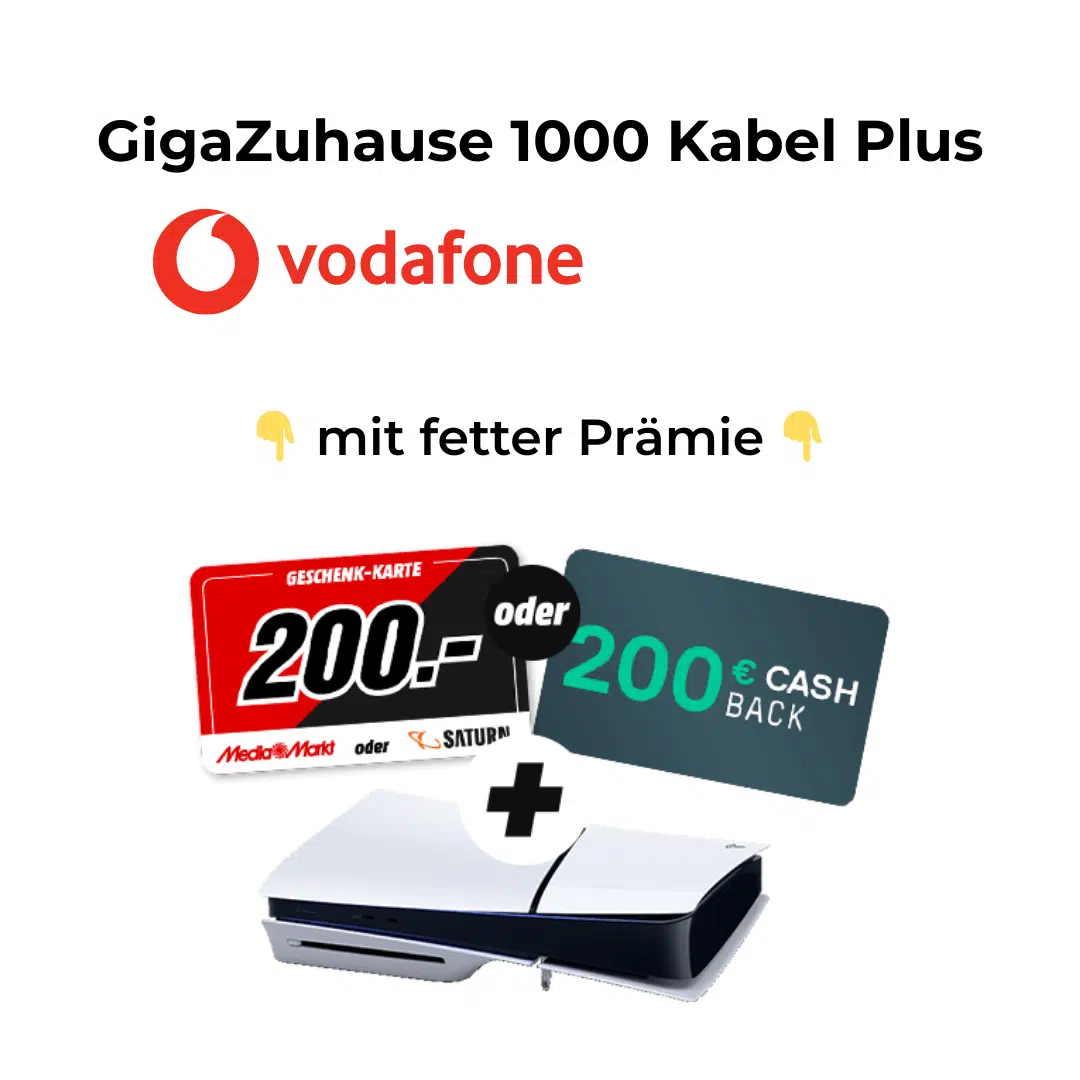 Thumbnail Vodafone GigaZuhause 1000 Kabel Plus ab eff. nur 38,03€/mtl. dank PS5 Slim + 200€ Cashback