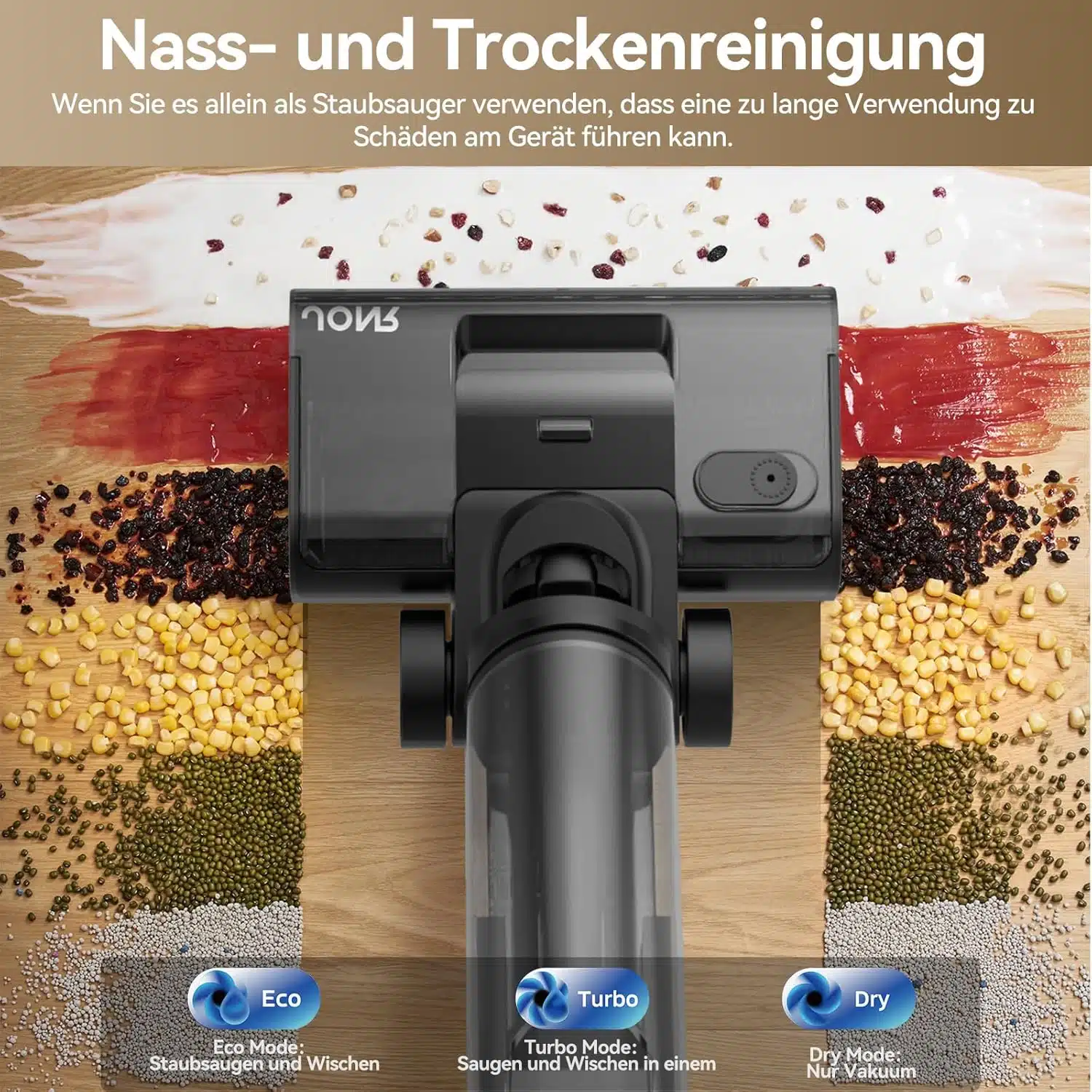 Nass- und Trockenreinigung. Wenn Sie es allein als Staubsauger verwenden, dass eine zu lange Verwendung zu Schäden am Gerät führen kann.