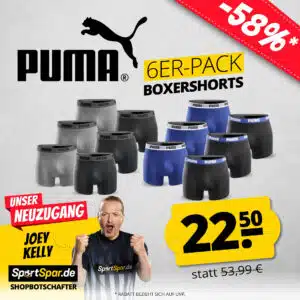 6er-Pack Puma Basic Boxer Herren-Boxershorts für 27,45€ (statt 38€) – nur 4,58€/Stück