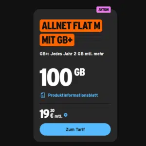 Congstar Allnet Flat M 100GB für 19,20€ Flashsale