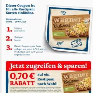 Wagner Rustipani * 70 ct. Rabattcoupon