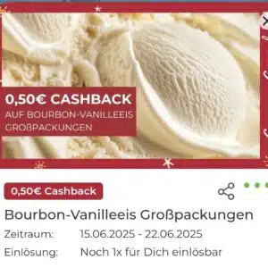 Scondoo - 50 Cent Cashback auf Bourbon-Vanilleeis Großpackungen