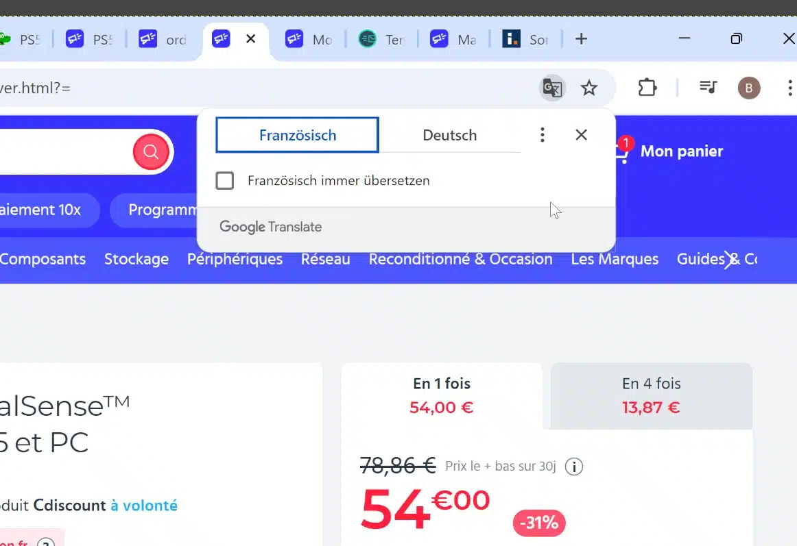 Seite übersetzen in Google Chrome