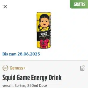 Squid Game Energy Drink ab 15 € MEW gratis mit der Edeka-App (Edeka Südbayern)