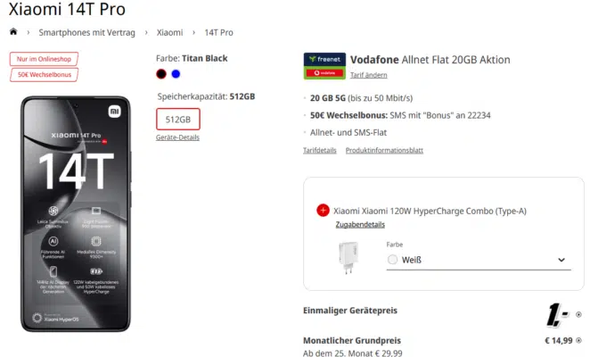 Xiaomi 14T Pro Handytarif