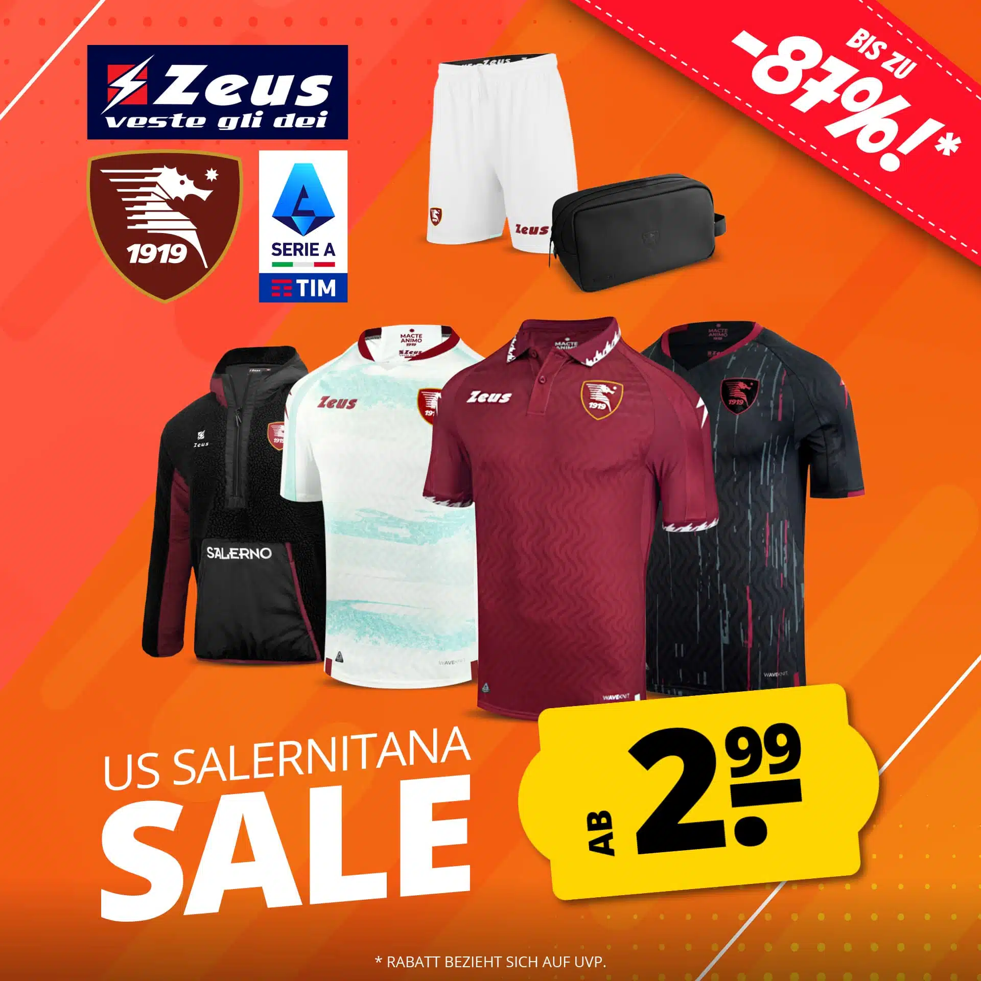 Thumbnail 🔥 SportSpar: ZEUS US Salernitana SALE! Bereits ab 2,99 €! Bis zu – 87% reduziert!