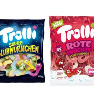 Trolli Rote Früchte Mini Ringe oder Saure Glühwürmchen 1x150g für 0,69€ (statt 1,09€)