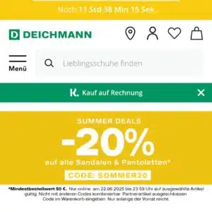 20% auf Sandalen und Pantoletten👡 nur am 22.06.25 bei Deichmann