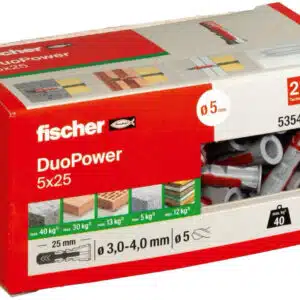 fischer DuoPower 5 x 25, Universaldübel 100 Stück für 4,29€(statt 7,99€)