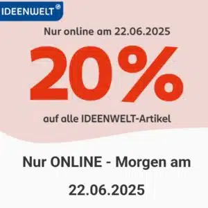 20% Rabatt auf alle IDEENWELT-Artikel nur am 22.06.2025 (nur Rossmann Online)