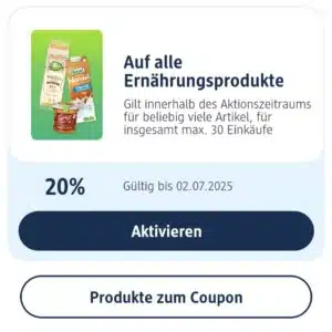 dm 20% Rabatt auf Ernährungsprodukte (personalisiert)