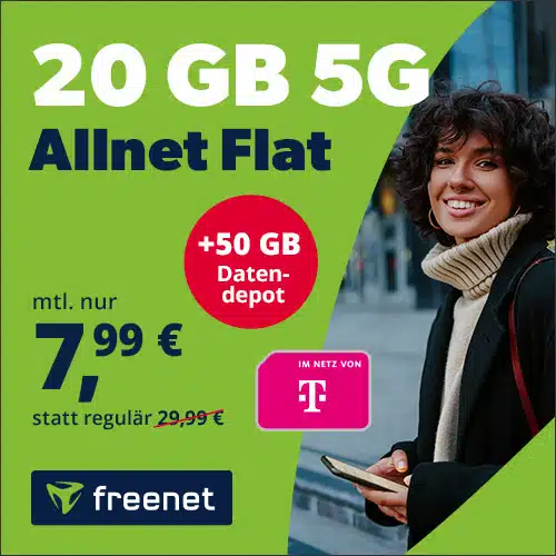 🔥 Telekom-Deal des Monats: 20GB 5G Allnet für 7,99€/Monat – ohne Anschlusspreis &amp; mit vielen Extras (z.B. MultiSIM für Apple Watch + 50GB Datendepot)