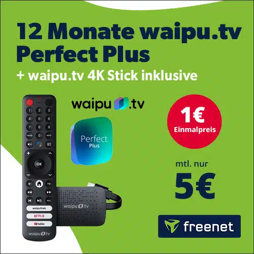 Thumbnail 💥 waipu.tv 4K Stick einmalig 1€ + 1 Jahr 290 HD TV-Sender für 5€ monatlich (statt 219,87€)
