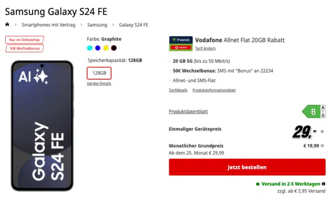 Samsung Galaxy S24FE + Vodafone Allnet Flat