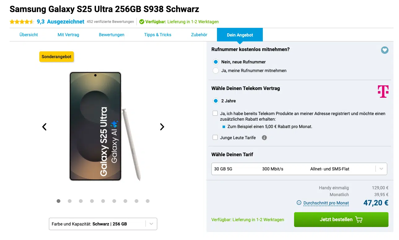 Samsung Galaxy S25 Ultra + Telekom Allnet