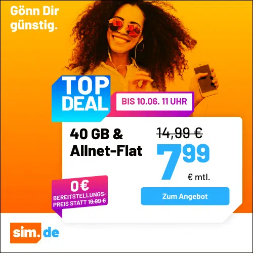 Thumbnail 5G/LTE Handy Allnets 📲 3GB für 2,99€ | 20GB für 5,99€ | 40GB für 7,99€ | 60GB für 11,99€ | 80GB für 14,99€ | Unlimited on demand für 19,99€ ⏰ nur für kurze Zeit (sim.de im 1&amp;1-Netz)