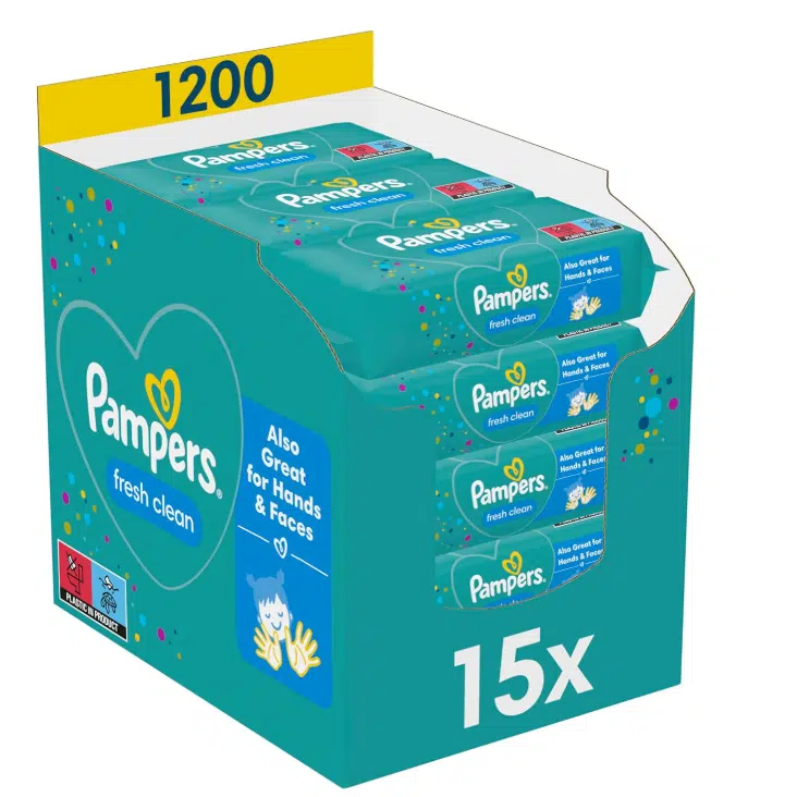 Thumbnail 👶 Pampers Feuchttücher Fresh Clean (15x80 Stück) Vorteilspack 1.200 Stück für 17,76€ (statt 22,50€)
