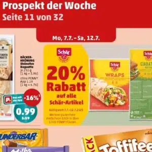 20% auf alle Schär-Artikel (glutenfrei) bei Penny - 07. bis 12.07.2025