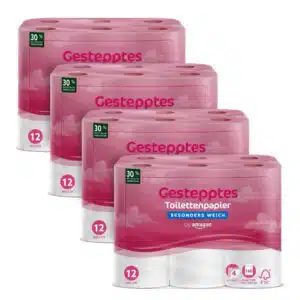 by Amazon Toilettenpapier, 4-lagig, 48 Rollen (12 Rollen, 4-er Pack), 160 Blätter pro Rolle für 16,64€(statt 24,65€)