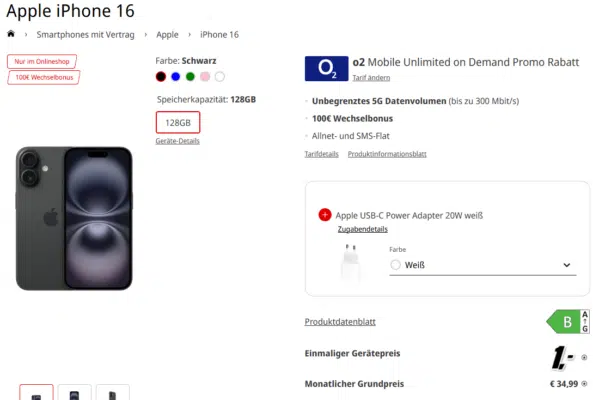 Apple iPhone 16 Handytarif