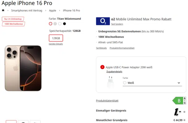 Apple iPhone 16 Pro Handytarif