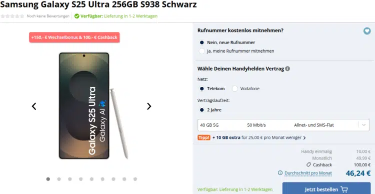 Samsung Galaxy S25 Ultra Tarif 