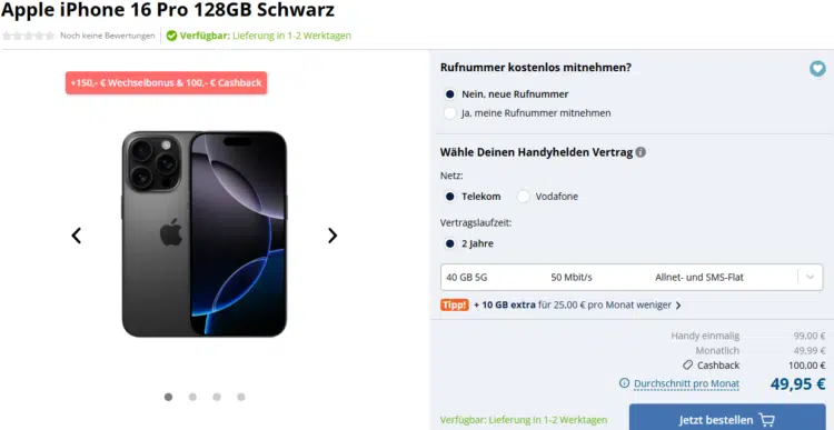 Apple iPhone 16 Pro Tarif