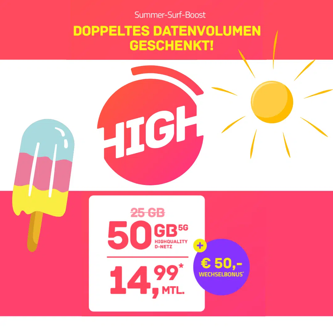 Thumbnail ⭐️ Telekom-Netz: 30GB / 50GB / 70GB LTE/5G Allnet für effektiv 8,95€ / 12,49€ / 15,41€ mtl. + 0,00€ AG – HIGH-Tarif
