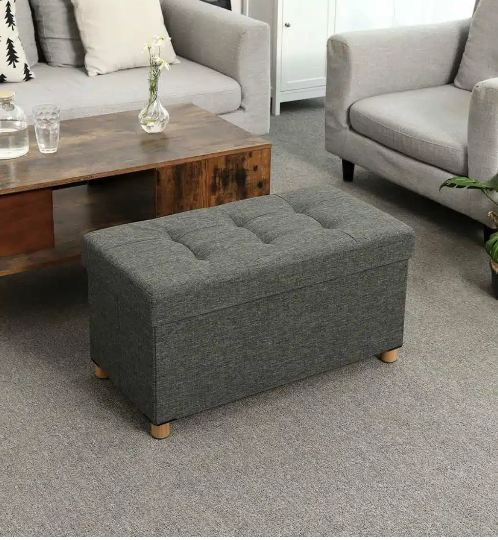 Thumbnail SONGMICS Sitztruhe mit Stauram & Holzfüßen dunkelgrau für 28,99€ (statt 40€)
