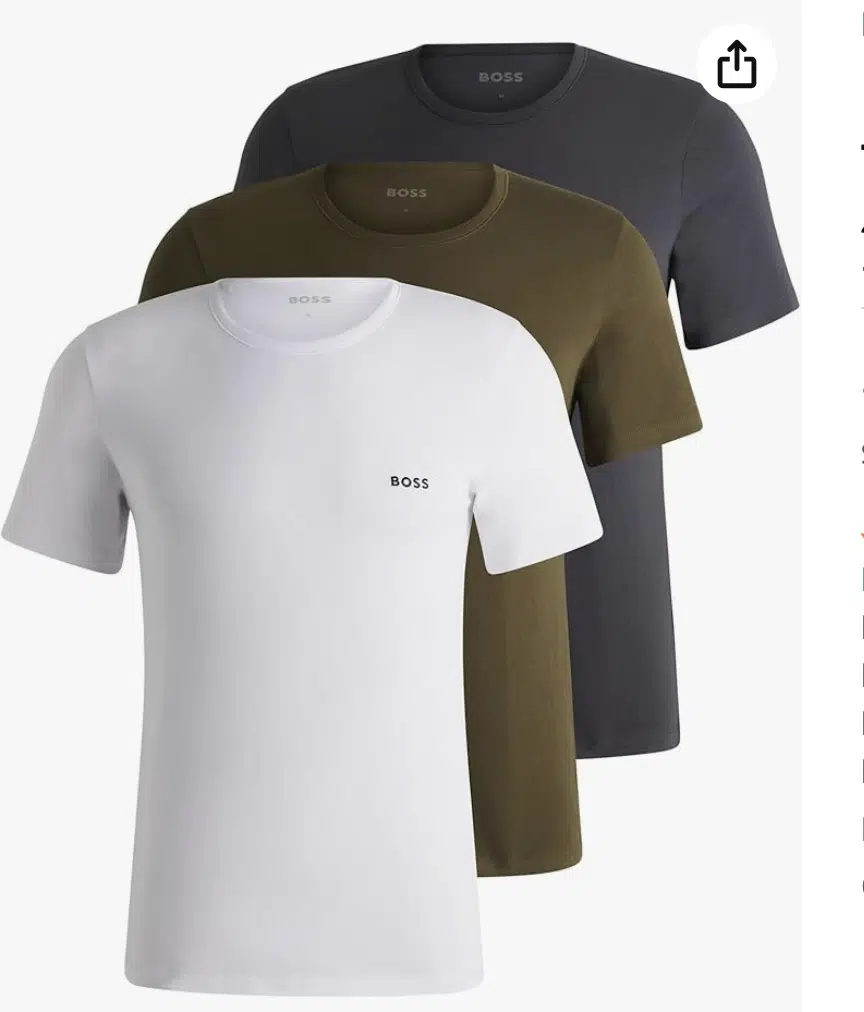 Thumbnail 👕 HUGO BOSS Herren T-Shirt (3er Pack) ab 21,87€ 👉 nur 7,29€ pro Shirt
