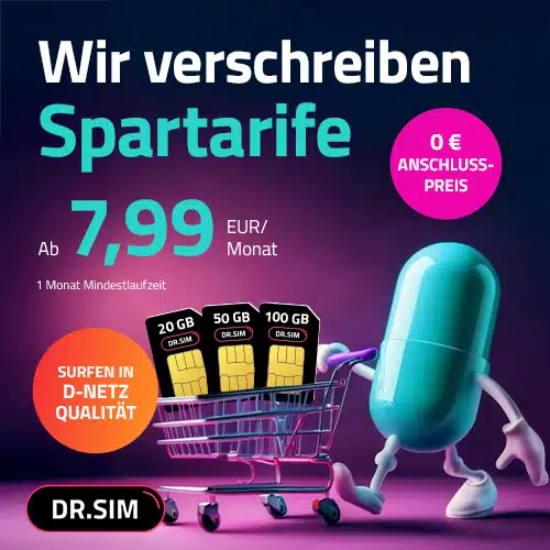 Thumbnail 💊 Vodafone-Netz: 20GB 5G/LTE Allnet für 7,99€ || 50GB für 9,99€ || 100GB für 14,99€ (auch als mtl. kündbar) - DR. SIM