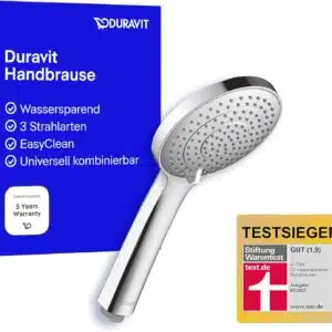 Testsieger bei Stiftung Warentest: Duravit Universal Duschkopf | Duschbrause mit 3 Strahlarten für unter 20€