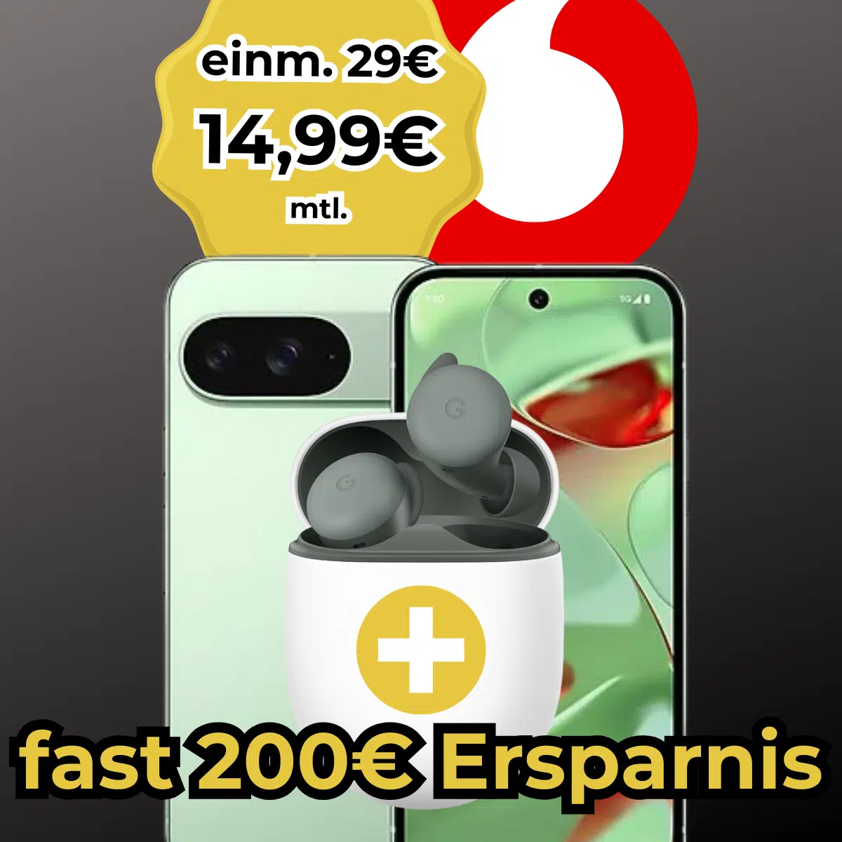 Thumbnail Absoluter Banger 👊 Google Pixel 9 (128GB) für 29€ + GRATIS: Pixel Buds A + 20GB 5G/LTE Allnet für 14,99€/Monat + 50€ Wechselbonus (freenet Vodafone Allnet Flat) 🤩